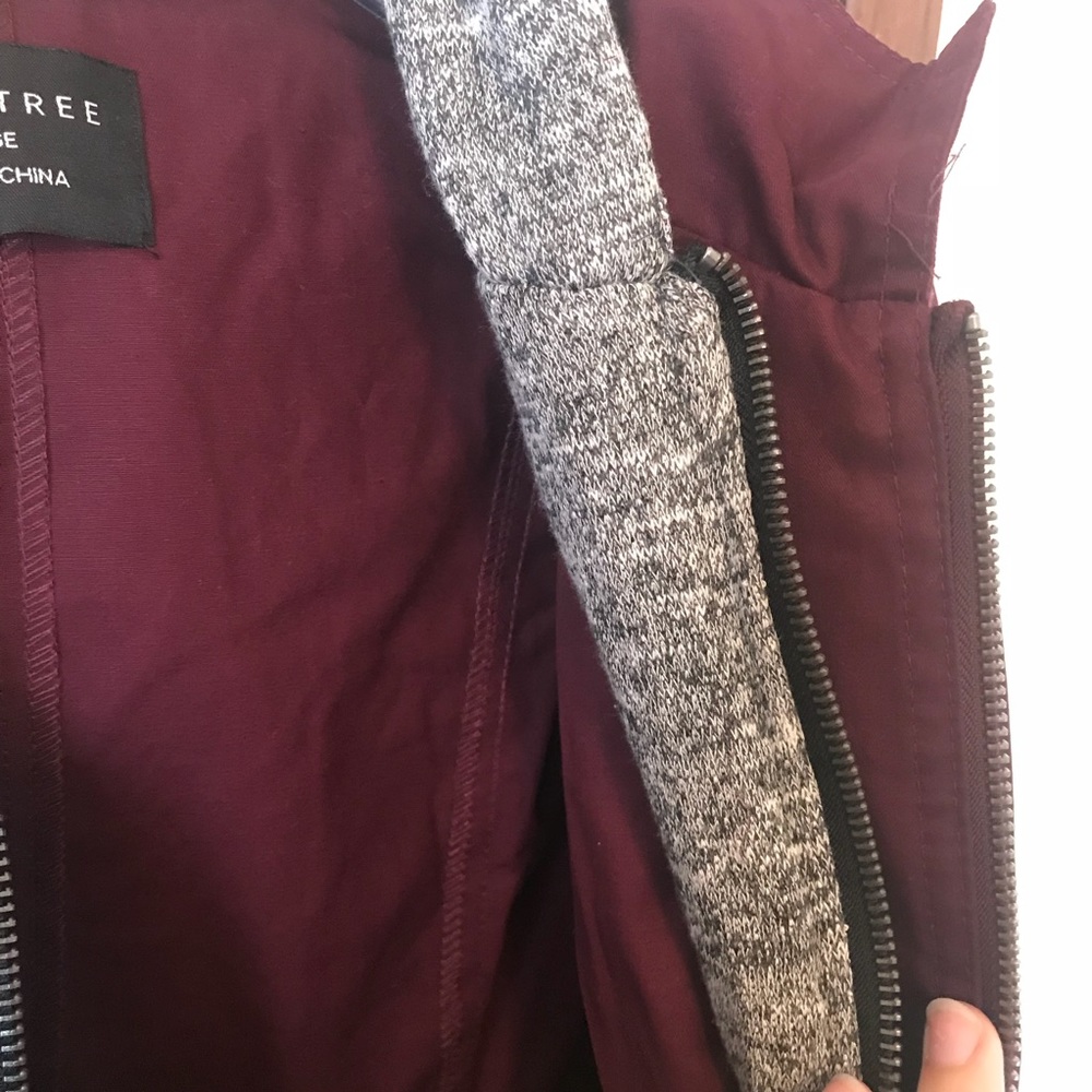 Wine Long Sleeve Hooded Utility Jacket - Picture 6 of 7